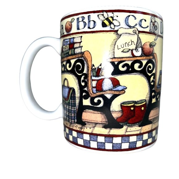 Vintage Lang and Wise All Checked Out ABC Coffee Mug Teachers Gift Susan Winger - Picture 2 of 6
